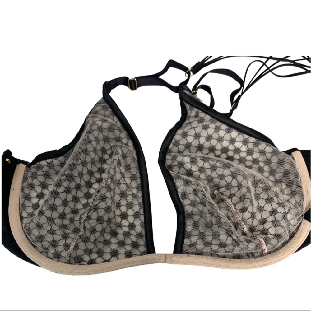 Victoria’s Secret Starburst Black Lace Sheer Underwire Unlined Plunge Bra 36D - Picture 6 of 10